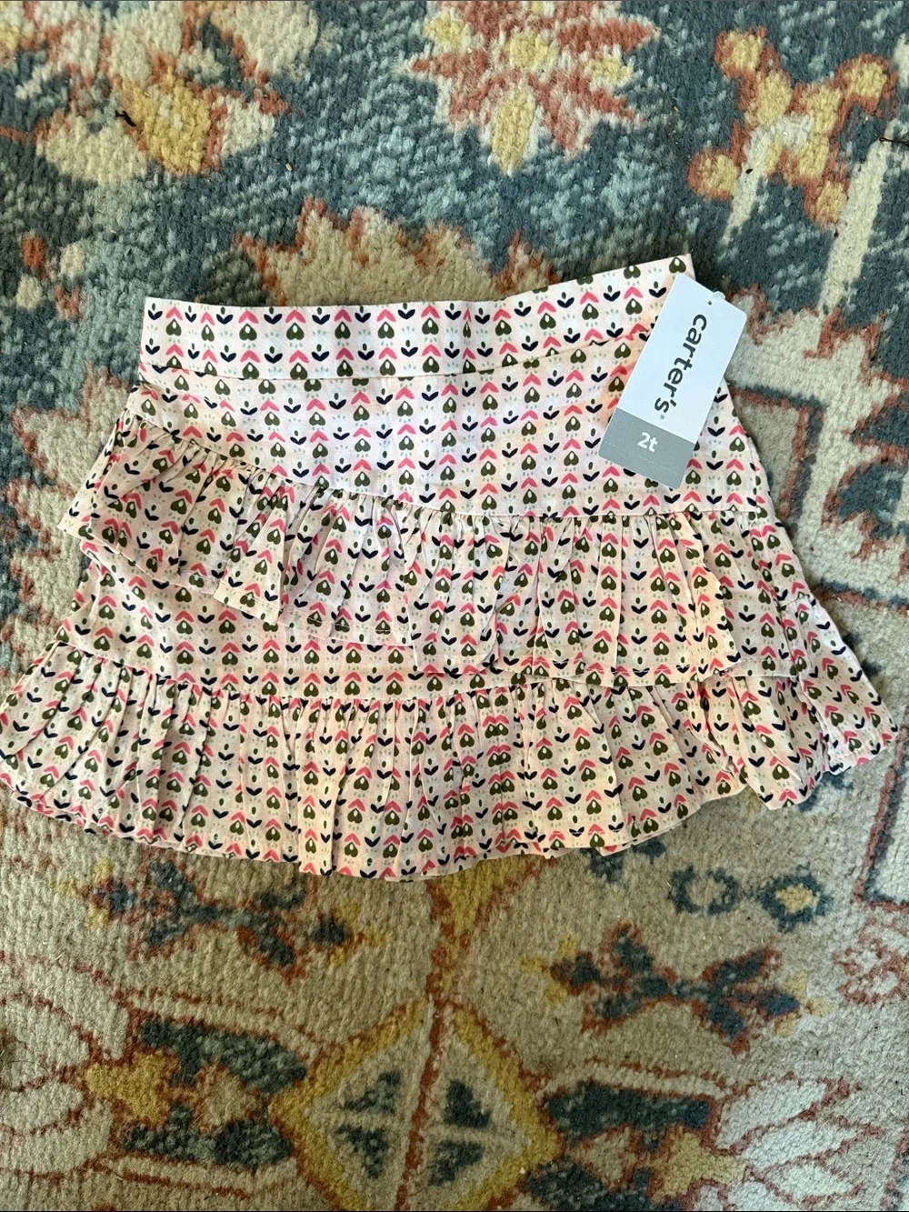 Brand New Carter's Light Pink Heart-Print Ruffle Skort